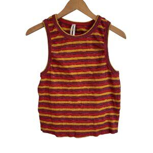 ANTHROPOLOGIE Striped Tank Top Red Gold Purple RETRO 70's look Size LARGE